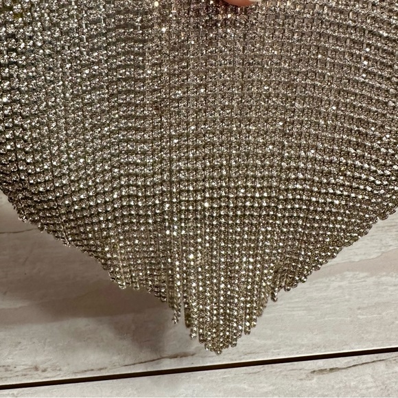 Olga Berg Silver Dangle Crystal Rhinestone Evening Clutch Holiday Party Glamour - Picture 2 of 15